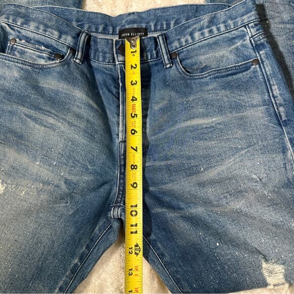 John Elliott Size 30 Mens Blue The Cast 2 Jeans White Paint Speck Speckled Hip - Picture 8 of 15